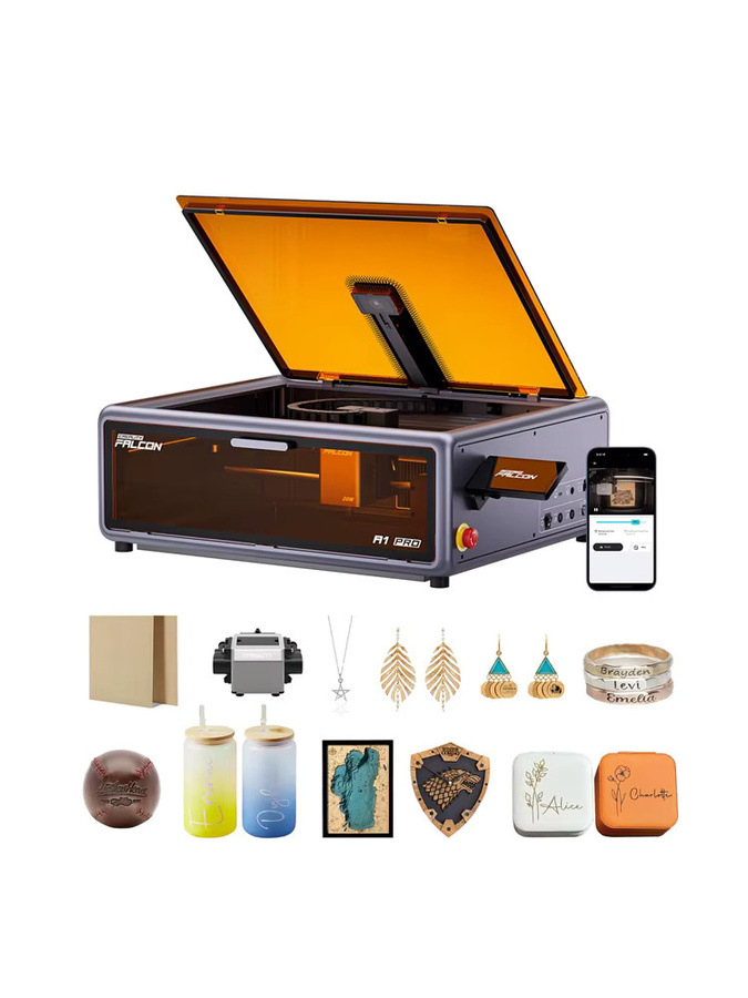 Creality Falcon A1 PRO 20W All-in-One Lasergravurmaschine mit automatischer Luftunterstützung, Kamera und Rauchabsaugfunktion in Grau - Bild 3
