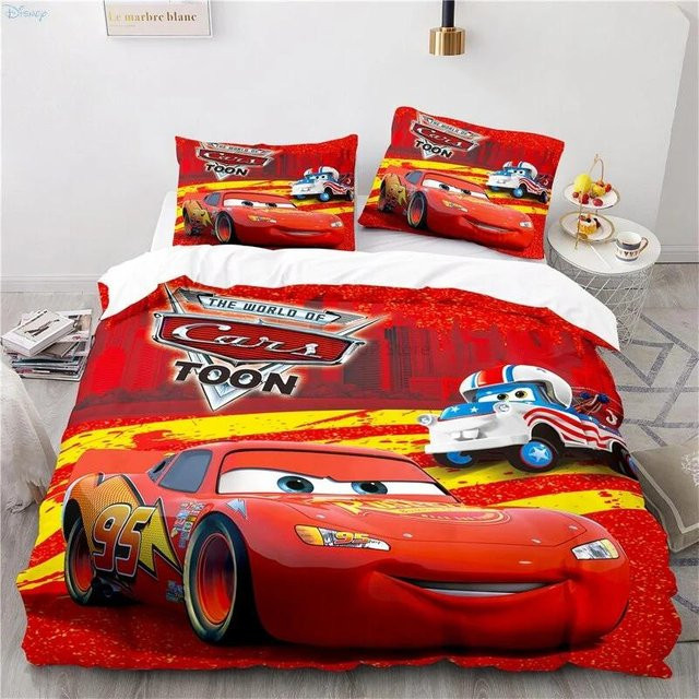 Autos Lightning McQueen 3D Kinderbettwäsche-Set 3-teilig in Rot aus 100% Polyester, Breite: 228 cm, Höhe: 228 cm - Bild 1
