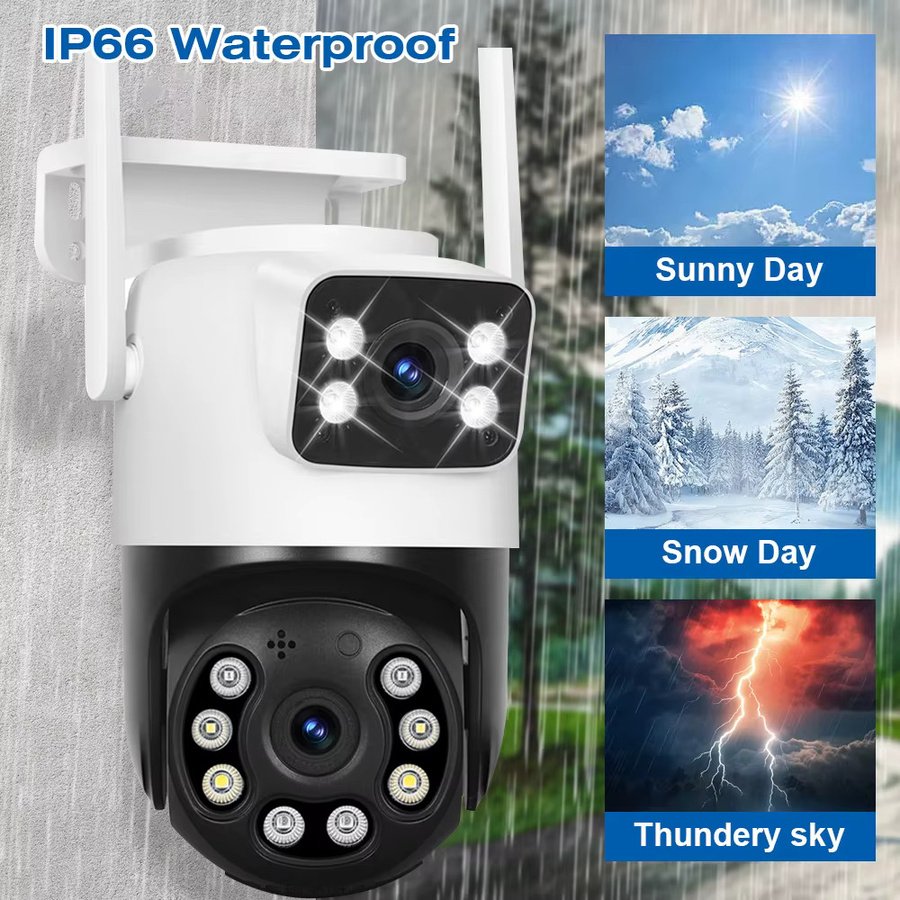 DDBROUGEN Dual Lens Wifi Outdoor Überwachungskamera 4K 8MP PTZ mit Nachtsicht, Dual Screen und menschlicher Erkennung, IP Sicherheit Kamera in Weiß - Bild 4
