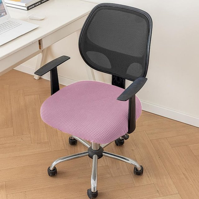 Universal Büro Sitzbezug von Yiran Furniture in Pink, rutschfester Jersey-Stuhlbezug für Esszimmerstühle und Drehstühle - Bild 1