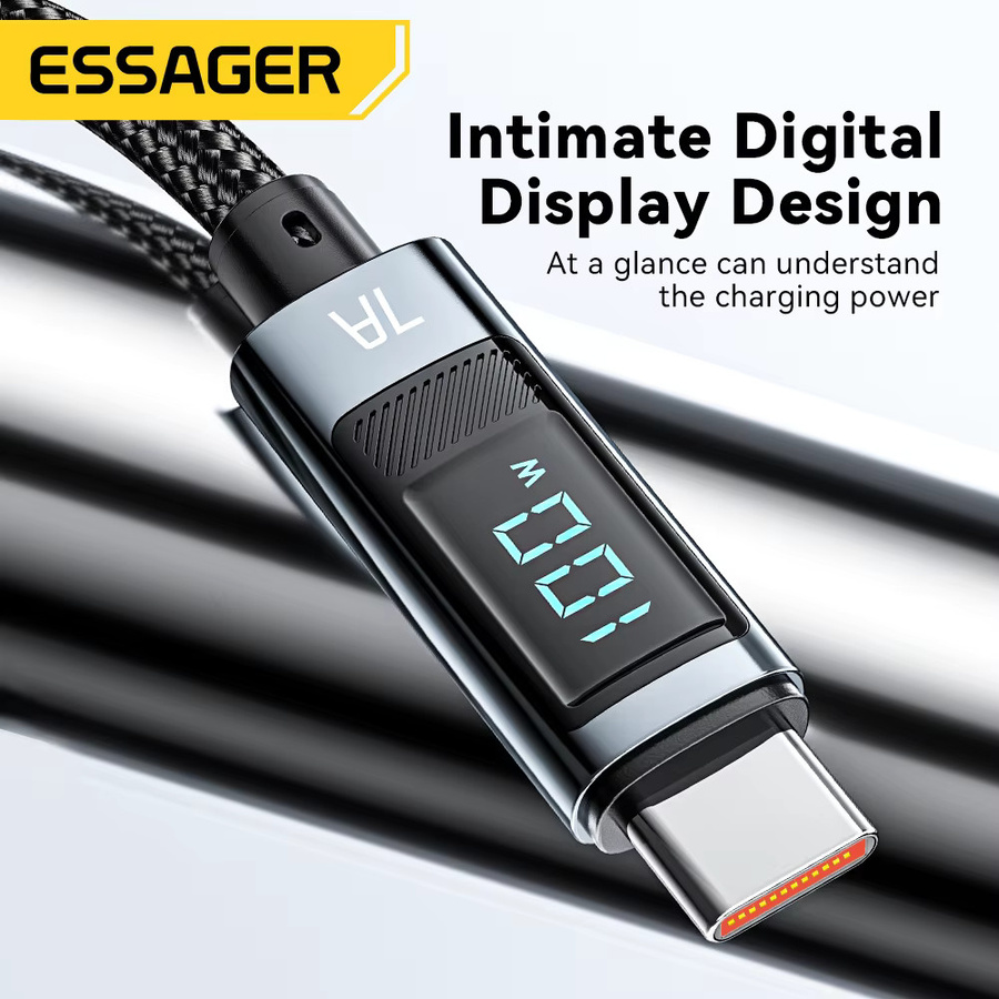 Essager 7A USB Typ C Kabel 100 W Schnellladekabel für Datenübertragung in Schwarz - Bild 5