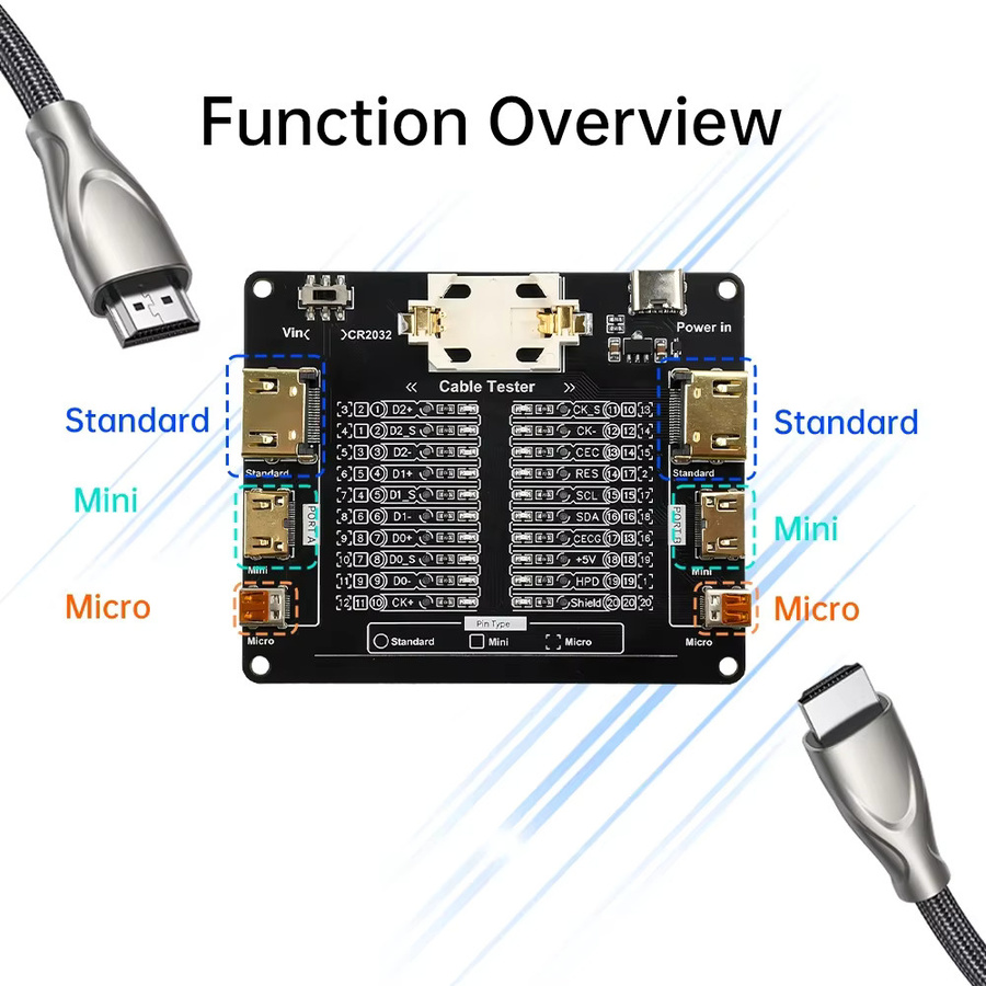 USB-Datenleitungserkennungsplatine Kabeltester für Micro USB und USB A Typ zur Kurzschlussprüfung in Schwarz - Bild 2