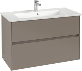 V&B Waschtischunterschrank Collaro mit Waschtisch und LED-Beleuchtung, Farbe: Wine Red, B/T/H: 96,1 x 61 x 48 cm - Bild 1