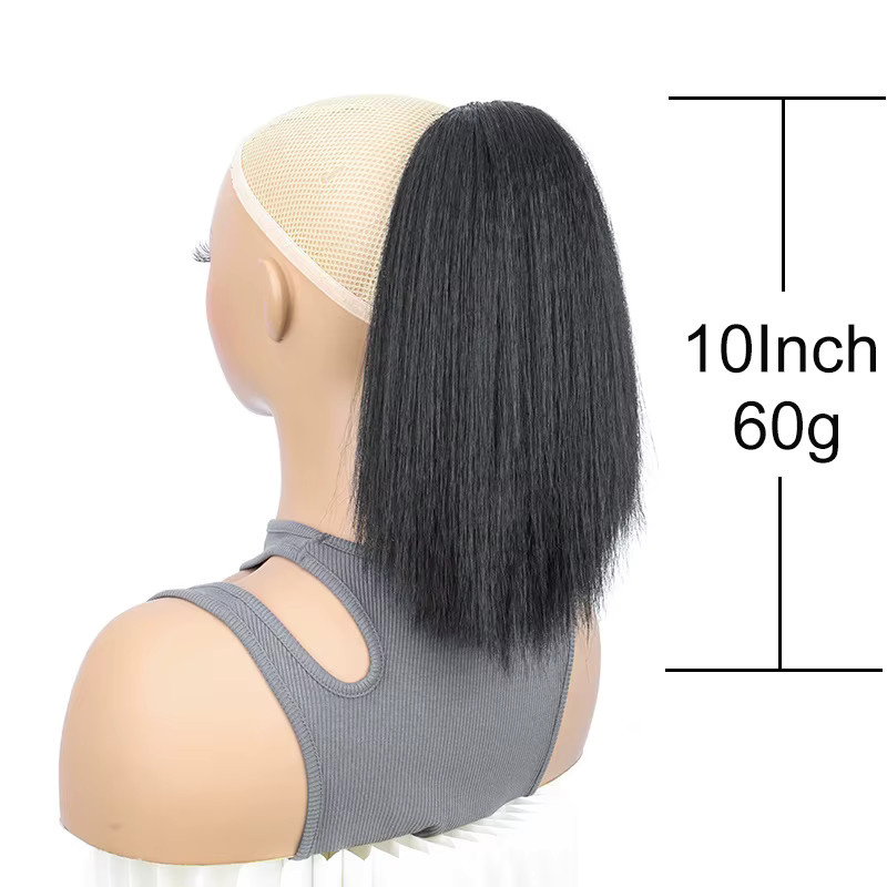 Synthetische kurze Yaki Haarverlängerung Pferdeschwanz, Schwarz, Damen - Bild 3