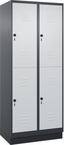 C+P Doppelstock-Spind Classic PLUS mit Sockel, 2 Abteile, Farbe Lichtgrau, H x B x T: 195 x 80 x 50 cm - Bild 1