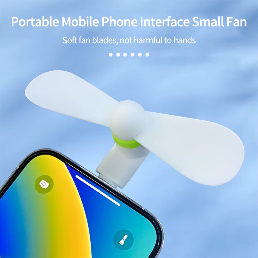 WYMECT Tragbarer Handy-Kühler Mini-Ventilator mit USB-C Anschluss in Blau für iPhone, Samsung, Xiaomi und Huawei - Bild 1