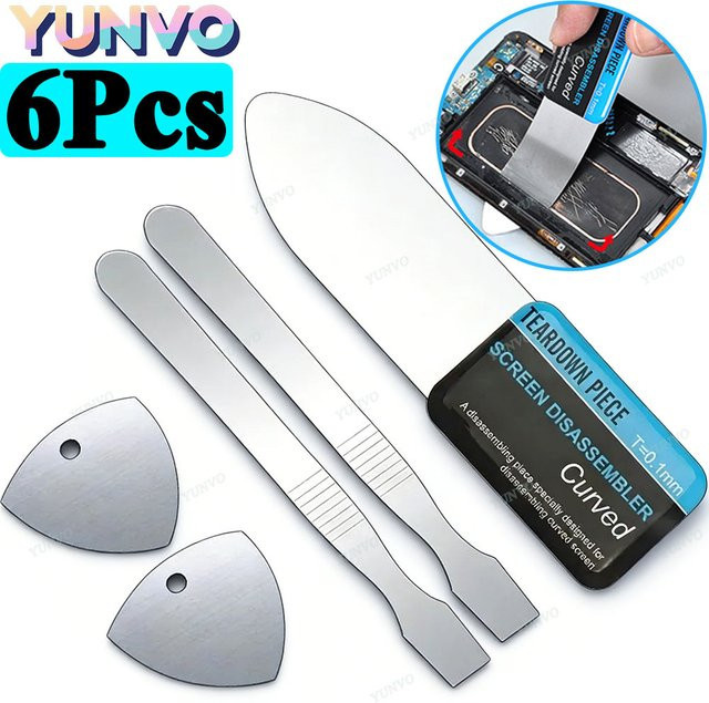 6-in-1 Handy-Reparatur-Set aus Metall in Silber für Tablet und Smartphone zur Demontage und zum Öffnen von Geräten - Bild 1