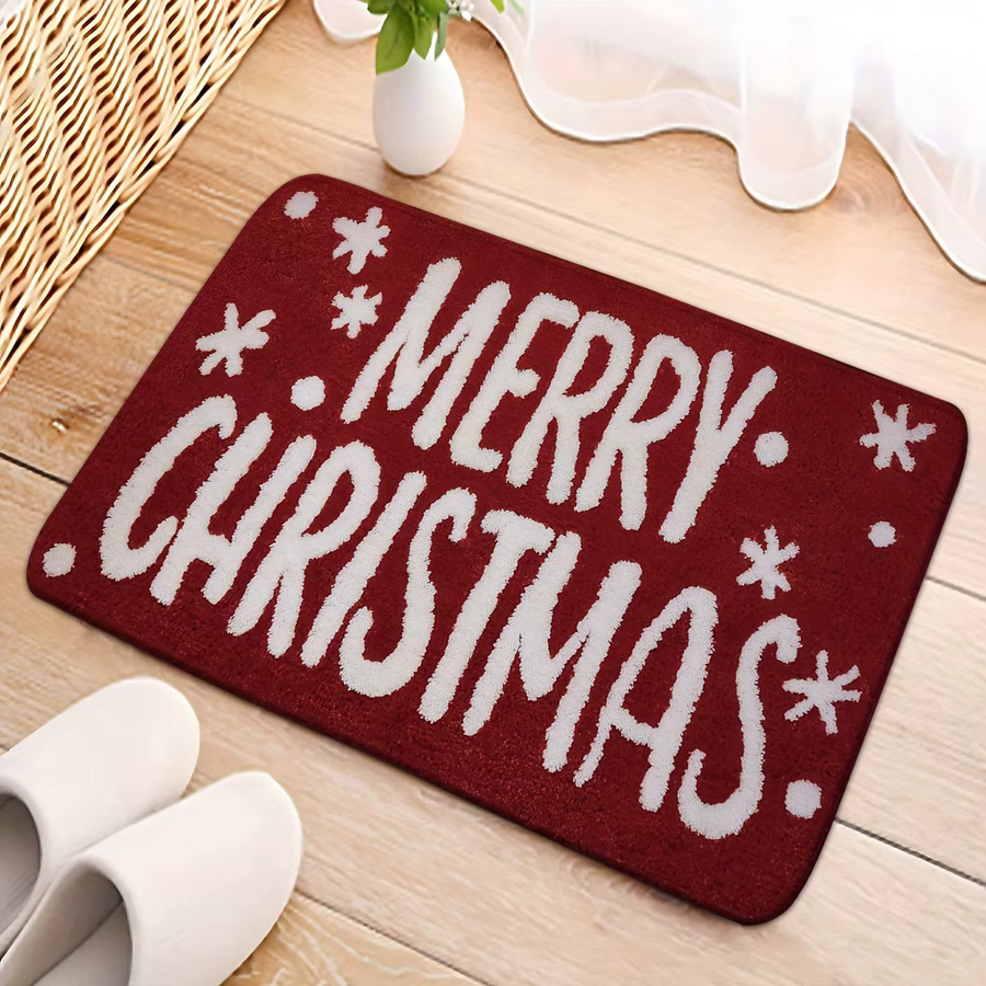 VIKAMA Weihnachtsteppich in Rot mit grafischem Design, weiche Fußmatte für Wohnzimmer und Schlafzimmer, B/T: 60 x 40 cm - Bild 2