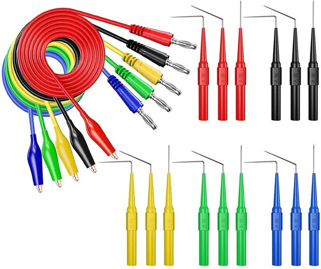 Cleqee P1920 Automotive-Rückproben-Set mit 4-mm-Bananensteckern, Krokodilklemmen und nicht zerstörungsfreien Piercingnadeln für Multimeter-Testleitungen - Bild 1