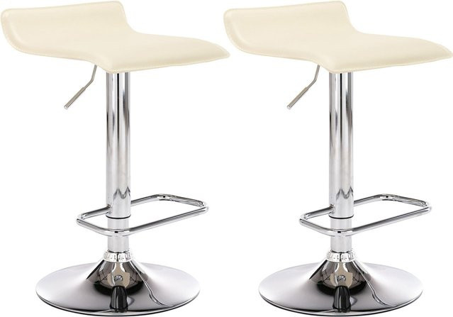 TPFLiving 2er Set Barhocker Dynasty One mit Chromoptik Metallgestell und Kunstleder in Beige, B/T/H: 38 x 41 x 120 cm - Bild 1