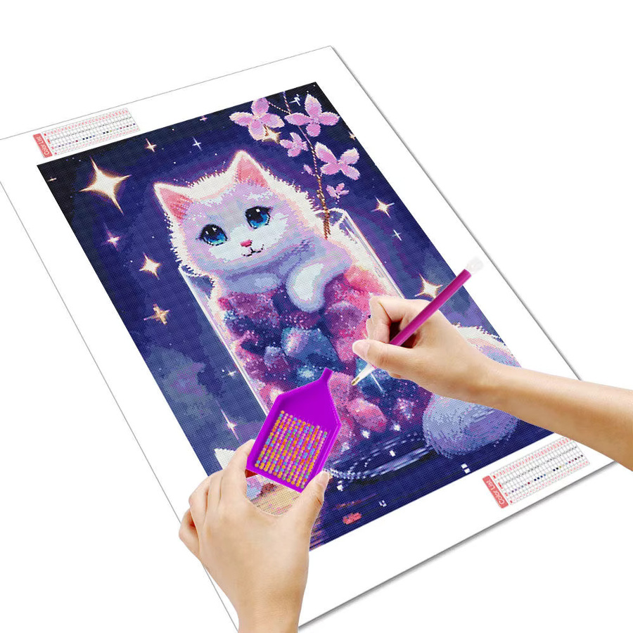 HUACAN Diamantmalerei Set mit skurriler Katze im Kristallglas, 5D-DIY-Dekoration in Multicolour, B/H: 30 x 20 cm - Bild 2