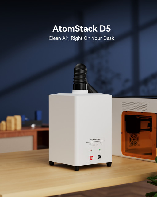 Ikier Atomic D5 MINI Laserschneid-Luftreiniger mit Aktivkohlefilter in Weiß - Bild 1