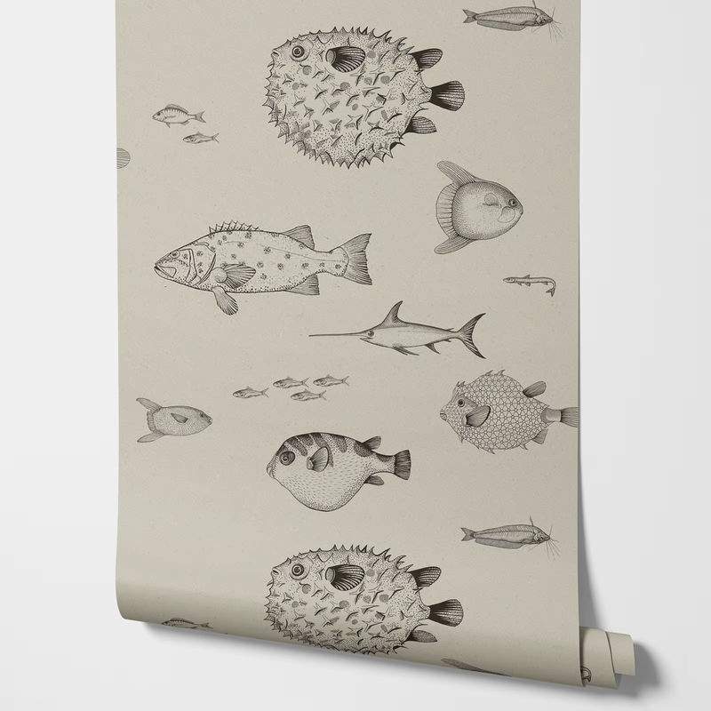 Selbstklebende Tapete Pixel&Wall mit tropischen Fischen und Meeresleben in Beige - Bild 2