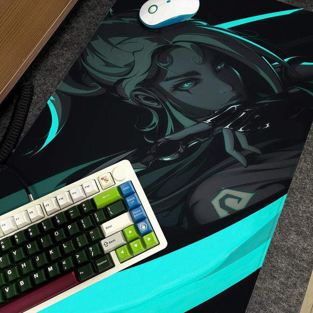 V-Valorant Art Jett Mauspad XXL rutschfeste Gamer-Tastaturmatte in Schwarz und Multicolour, B/T: 90 x 40 cm - Bild 1