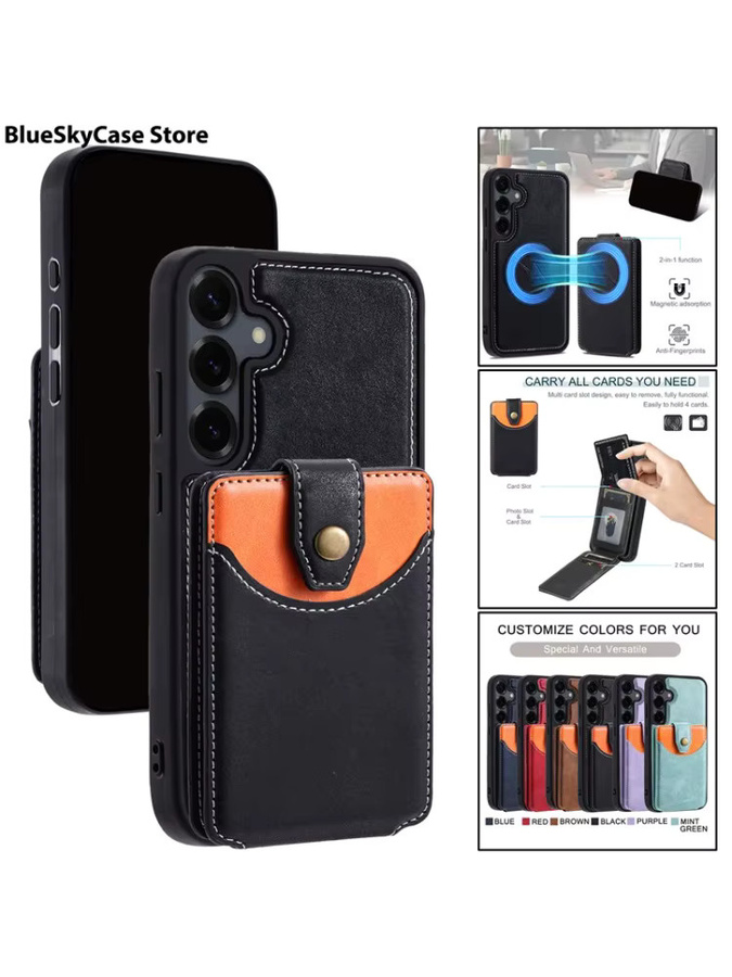 Leder-Magnet-Klapphülle als Brieftasche für Samsung Galaxy A56 A36 A16 A55 A35 A25 A15 A54 A34 A24 A14 A53 A13 in Braun - Bild 6