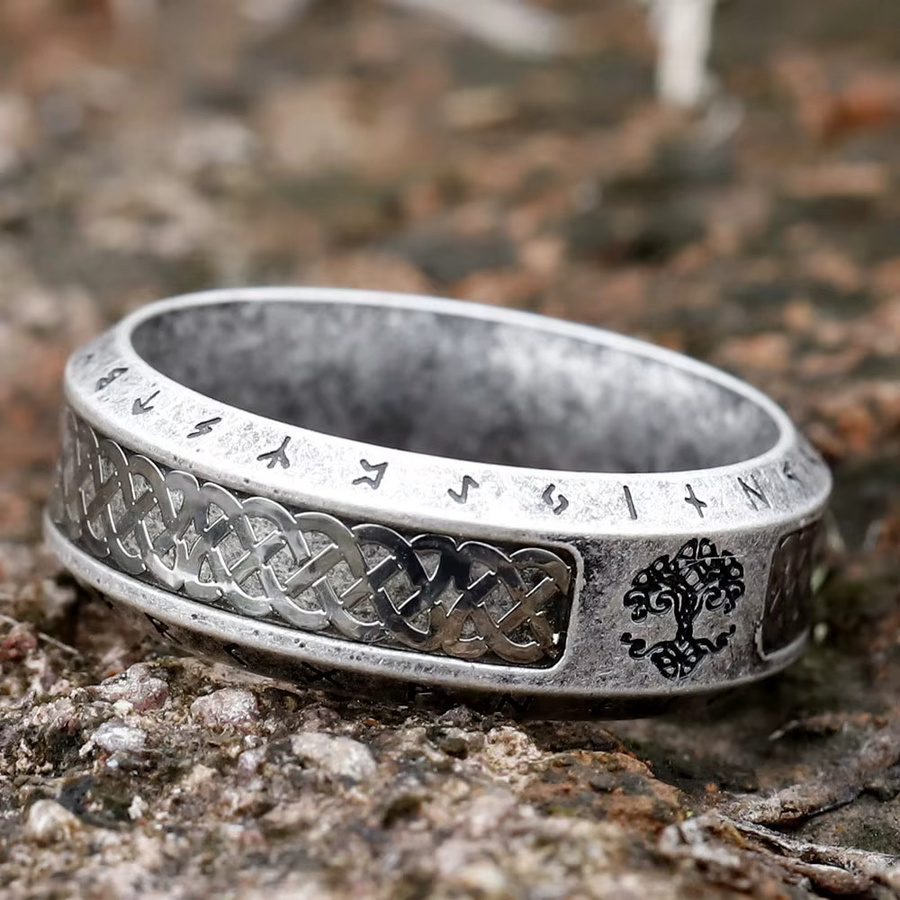 Wikinger Ring Edelstahl, Vintage, Herren, Silber - Bild 3