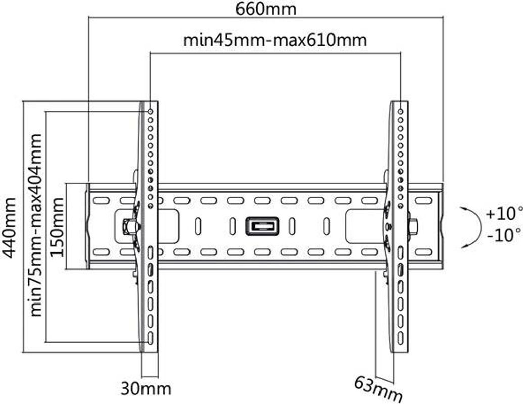 VALUE TV-Wandhalterung für LCD- und Plasmafernseher, Neigbar, Schwarz, VESA 200 x 200 mm, für Bildschirmgrößen von 81 bis 152 cm - Bild 2