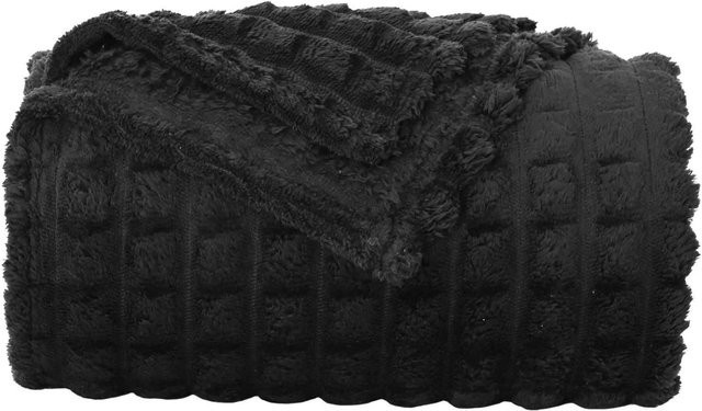 vidaXL Überwurfdecke aus Fleece in Schwarz, B/T: 240 x 220 cm - Bild 1
