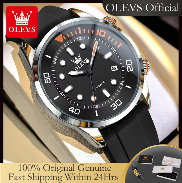 OLEVS Armbanduhr Automatik, Silikonarmband, Grün, Herren - Bild 1