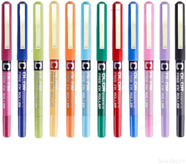 7er Set Kissbuty Tintenroller mit extrafeiner Spitze in Blau, Stärken: 0,28 mm, 0,38 mm und 0,5 mm - Bild 1