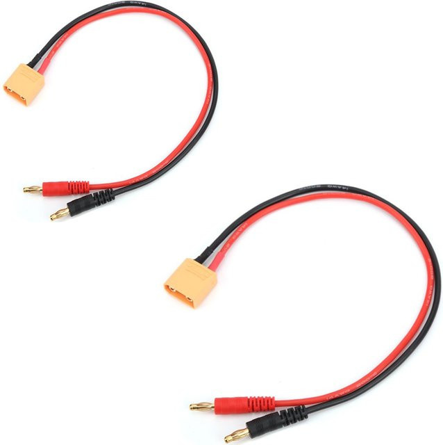 2er-Set RC XT90 Stecker Kabel in Rot, 14AWG Ladegerät- und Akkabel für RC Autos und Flugzeuge, Länge: 30 cm - Bild 1