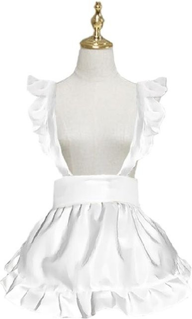 Verstellbare Rüschen-Maid-Schürze in Weiß für Damen als Halloween Cosplay oder Küchenschürze von Argon - Bild 1