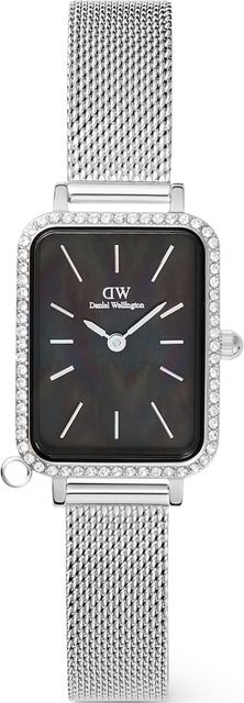 Daniel Wellington Damenuhr Quadro Charm Bezel, Quarz, Edelstahl, 26 mm, Schwarz - Bild 1