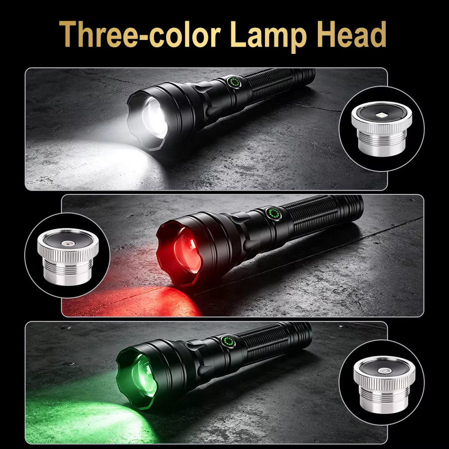 BORUiT Hochleistungs-LED-Taschenlampe in Schwarz mit 800 lm, zoombar und wiederaufladbar via Typ-C - Bild 3