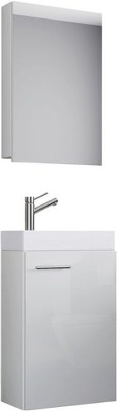 VCM Gäste-Waschplatz Slito 3-teiliges Set in Weiß mit Spiegelschrank und Keramik-Waschbecken, B/H/T: 41 x 130 x 22 cm - Bild 4