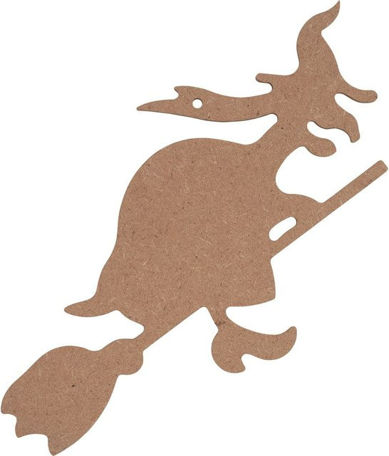 Gomille Halloween-Holzmotiv Hexe aus MDF-Holz in Braun - Bild 1
