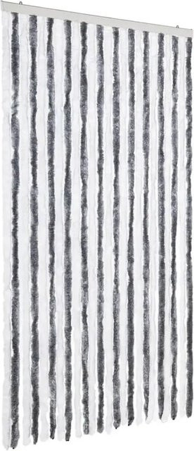 vidaXL Fliegenvorhang aus Chenille in Grau und Weiß, gestreift, B: 100 cm, H: 230 cm - Bild 1