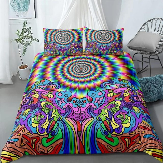 Trippy Alien Bettwäsche-Set Queen Size mit psychedelischem Weltall Aquarell-Design in Multicolour, Material Mikrofaser/Polyester, Breite: 70 cm, Länge: 133 cm - Bild 1
