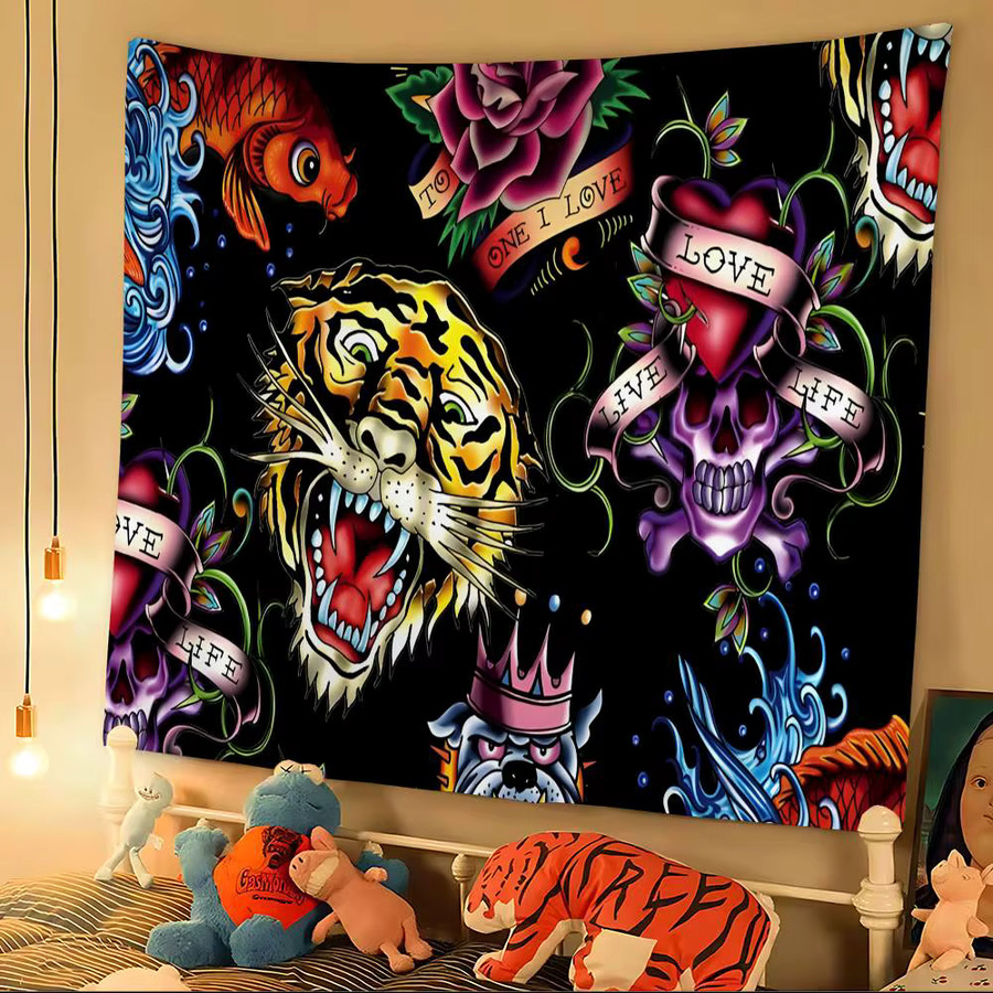 Potdemiel Wandbehang Hippie Tiger Motiv Multicolor Wandteppich für dein Wohnzimmer oder Wohnheim - Bild 2