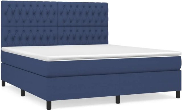 vidaXL Boxspringbett mit Matratze in Blau, Hybrid-Design mit Taschenfederkern, B/T: 180 x 200 cm - Bild 1