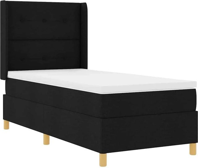 vidaXL Boxspringbett Hybrid mit Matratze und Taschenfederkern, Schwarz, B/T: 140 x 190 cm - Bild 1