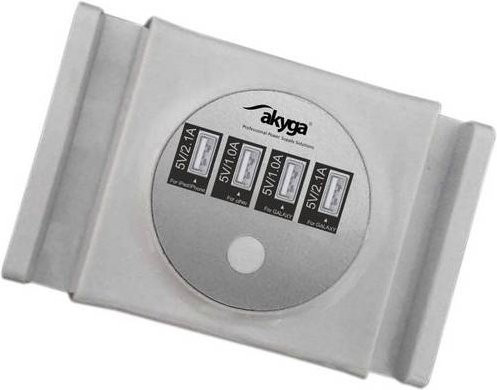 Akyga AK-TB-05 USB-A Adapter mit 30W Leistung, 4x USB-A Anschlüsse, Silber, für den Innenbereich - Bild 1