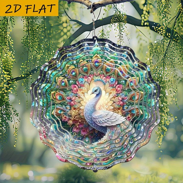 CIFBUY Pfauenblumen-Windspiel aus Metall in Multicolour als dekorative Gartenkunst zum Aufhängen - Bild 1