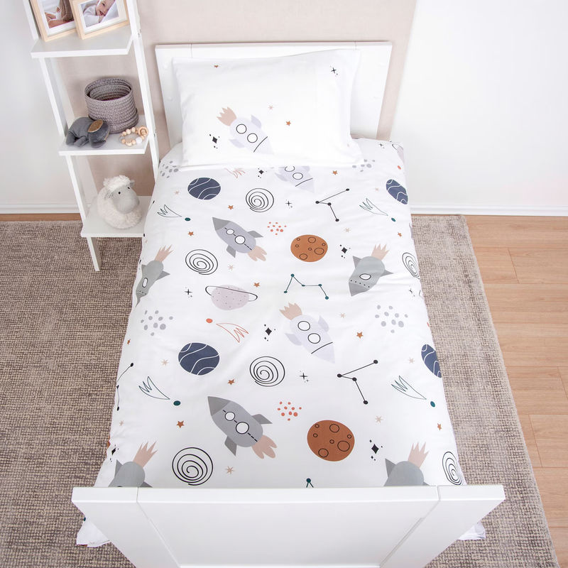 Baby Best Renforcé Wende-Bettwäsche Weltall aus Baumwolle, 2-tlg. Set mit Kissenbezug und Bettdeckenbezug, Farbe: Weiss, Kissenbezug B/H: 40 x 60 cm, Bettdeckenbezug B/H: 135 x 100 cm - Bild 3