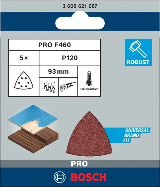 Bosch Delta-Schleifblätter Best for Wood and Paint Körnung 120, 5er Pack, B x B: 9,3 x 9,3 cm - Bild 2