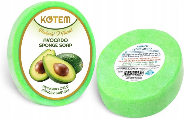 Kotem Naturseife mit Avocado-Schwamm, Aloe Vera, 125g - Bild 1