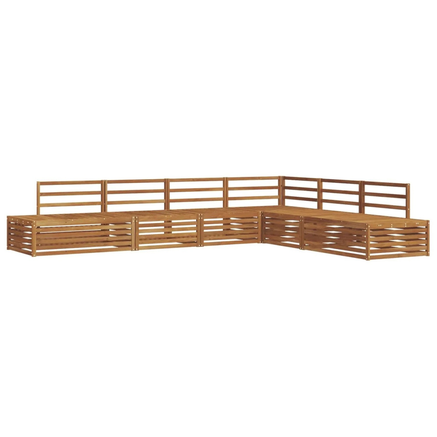 vidaXL Outdoor-Sofagarnitur aus Massivholz Akazie in Natur Braun, 6-teiliges U-Shape Gartenmöbel-Set - Bild 2