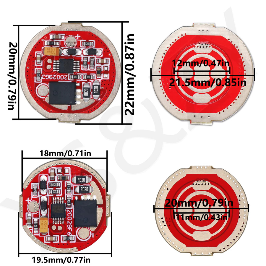 LED-Taschenlampen-Treiber 18W mit fünf Modi inklusive SOS-Funktion und Blinken, Treiberplatine für DIY-Projekte, Durchmesser: 22 mm oder 20 mm - Bild 2