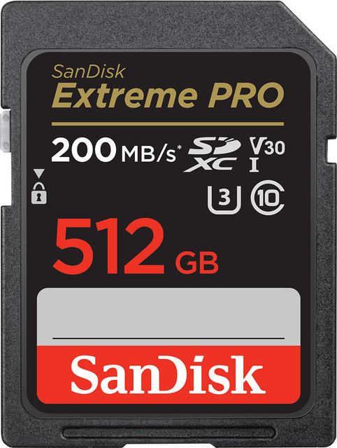 SanDisk Extreme PRO SDXC Speicherkarte, 512 GB, UHS-I, V30, Schwarz - Bild 1