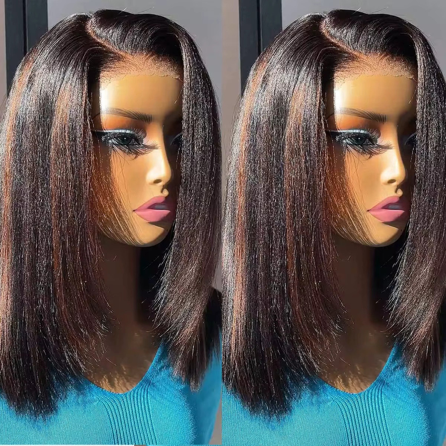HOTBABE Highlight Brown Glueless Perücke, Brasilianisches Echthaar, 18 Zoll - Bild 4