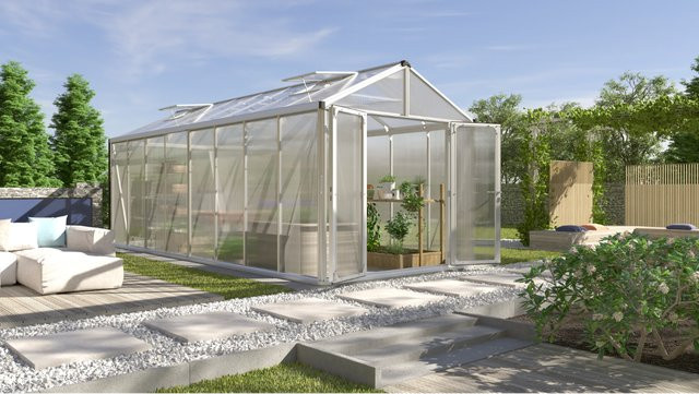 Vitavia Gewächshaus Zeus Comfort 15700 in Silber mit Polycarbonat-Verglasung und Satteldach - Bild 1