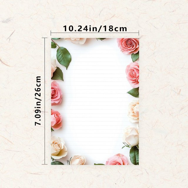 B5-Notizbuch mit rosa und weißen Rosen, 30 Blatt liniertes Papier, pink und weiß - Bild 1