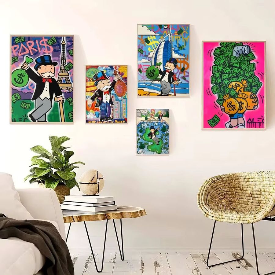 Alec Monopoly Inspiring Money Poster selbstklebender wasserfester Papieraufkleber Wanddekoration Multicolor - Bild 2