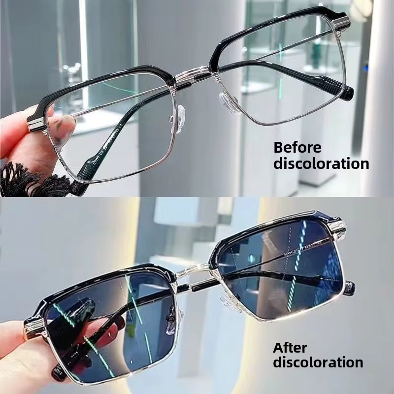 Photochrome Anti-Strahlungs-Brille, Browline, Vollrand, Unisex, Schwarz - Bild 3