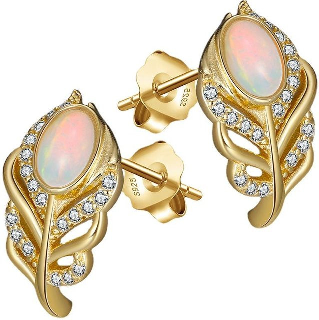 Ohrstecker 925 Silber, Gold, Zirkonia, Damen - Bild 1