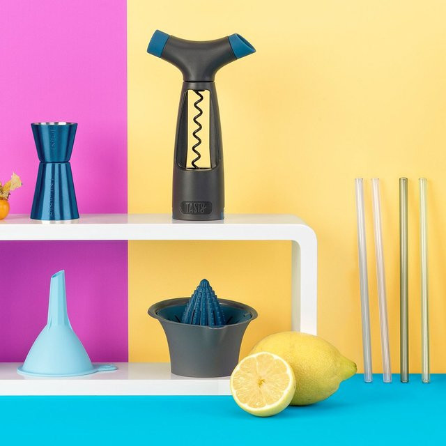 Tasty wiederverwendbare Glasstrohhalme mit Reinigungsbürste, 4 Stück, mehrfarbig (grau, pink, lila, grün) - Bild 1